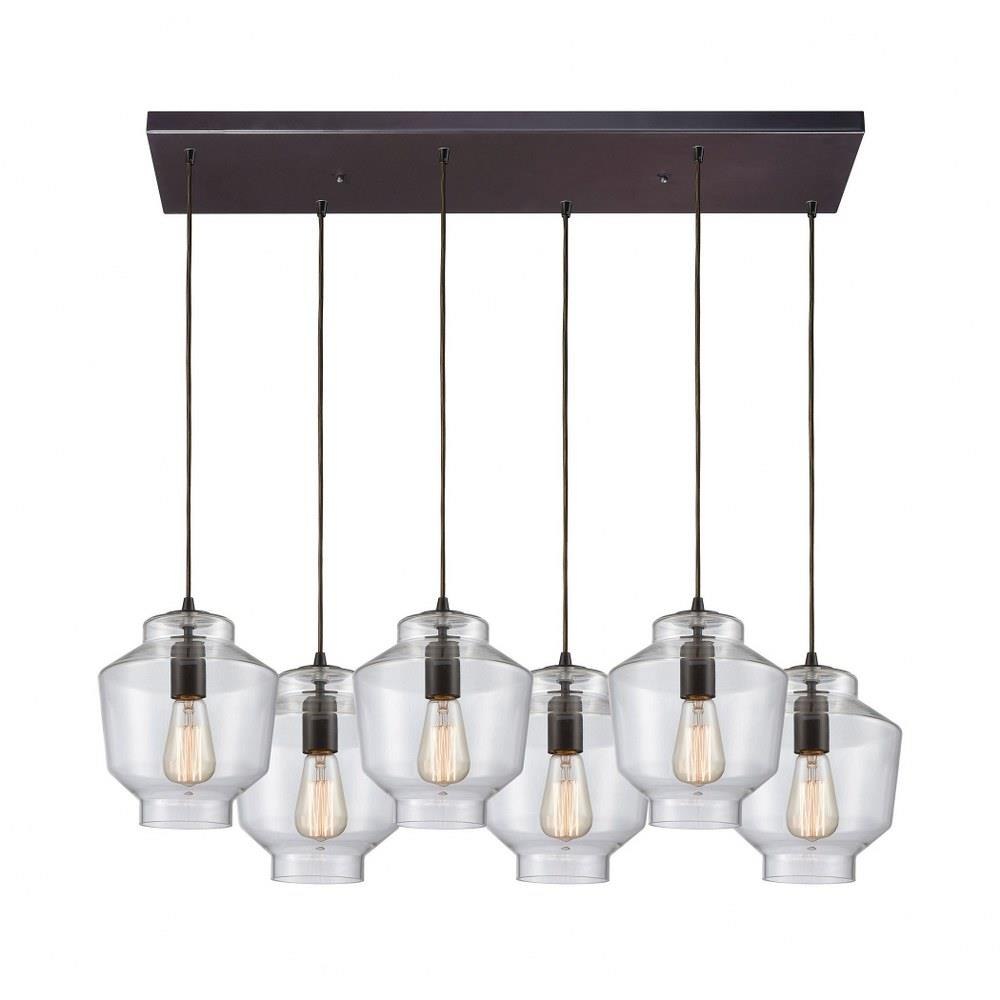 Barrel 6 Light Oversized Rectangular Pendant by ELK Home - 10905/6RC