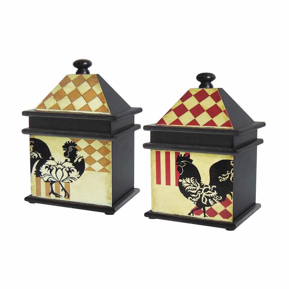 Harlequin Rooster 6 Inch Box (Set of 2) by Elk Home - 51-9267