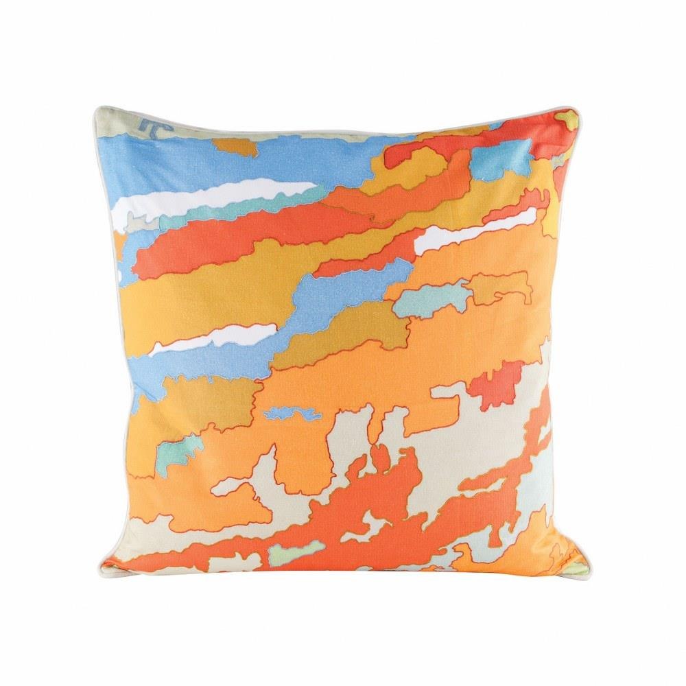Orange Topography Inch Pillow With Goose Down Insert by Elk Home - 8906-007-C