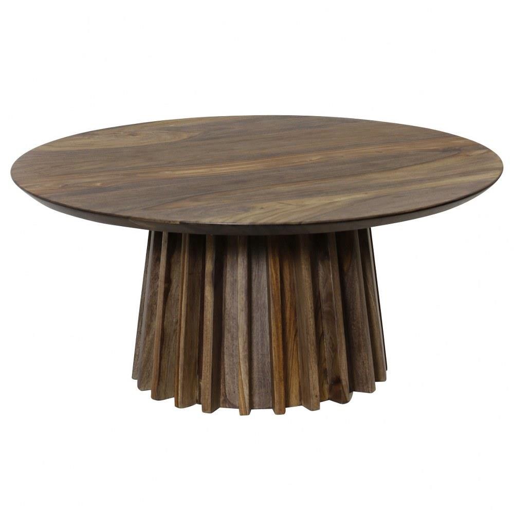 Fluted Umber - Round Coffee Table-14 Inches Tall and 31 Inches Wide - ISF26808DS