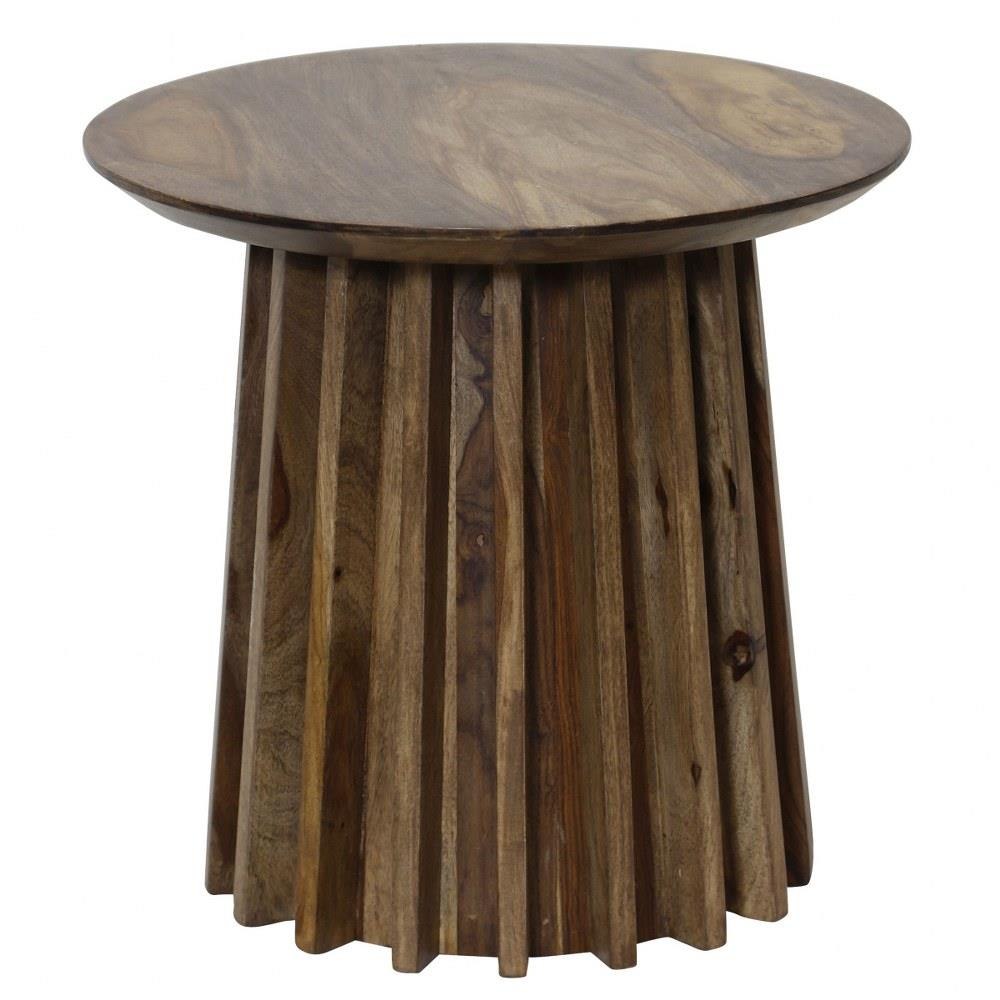 Fluted Umber - Round Side Table-16 Inches Tall and 18 Inches Wide - ISF26809DS