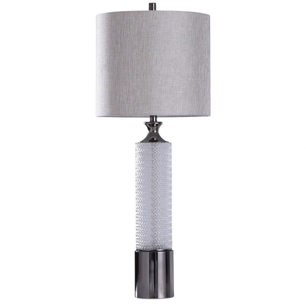 Walsall One Light Herringbone Glass Column Table Lamp by Stylecraft - L316624DS