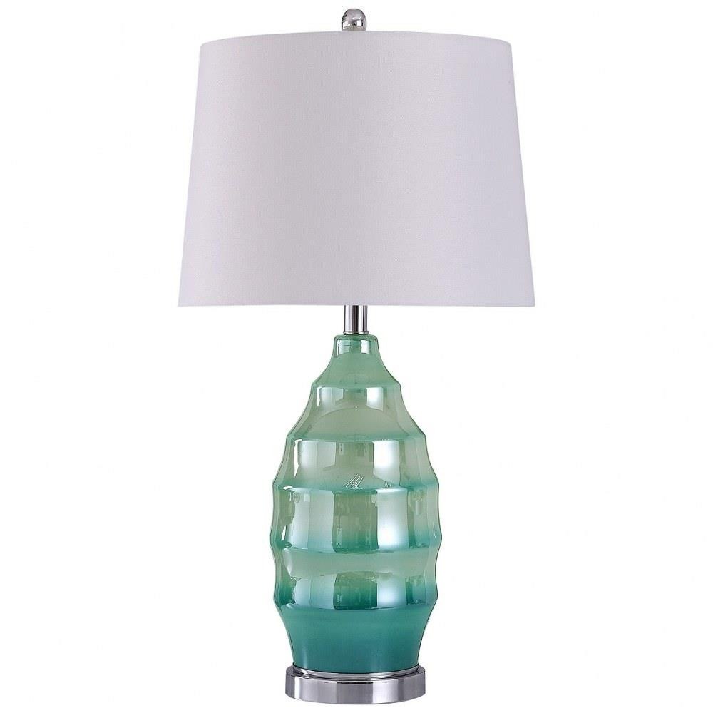 Bella Ribbed Glass Table Lamp with Tapered Drum Shade by Stylecraft - L318557DS