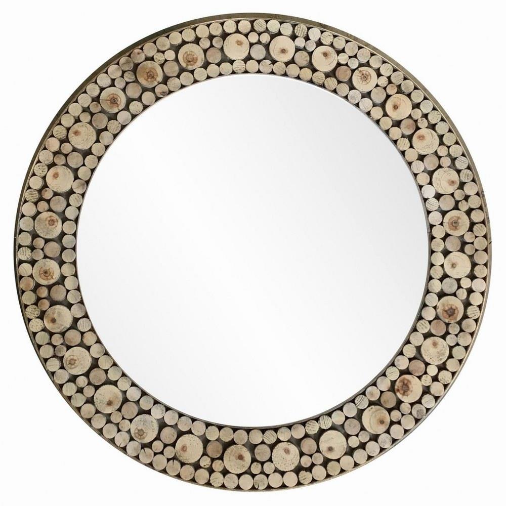 Log Mosaic 33 Inch Round Wall Mirror by Stylecraft - MI12884DS