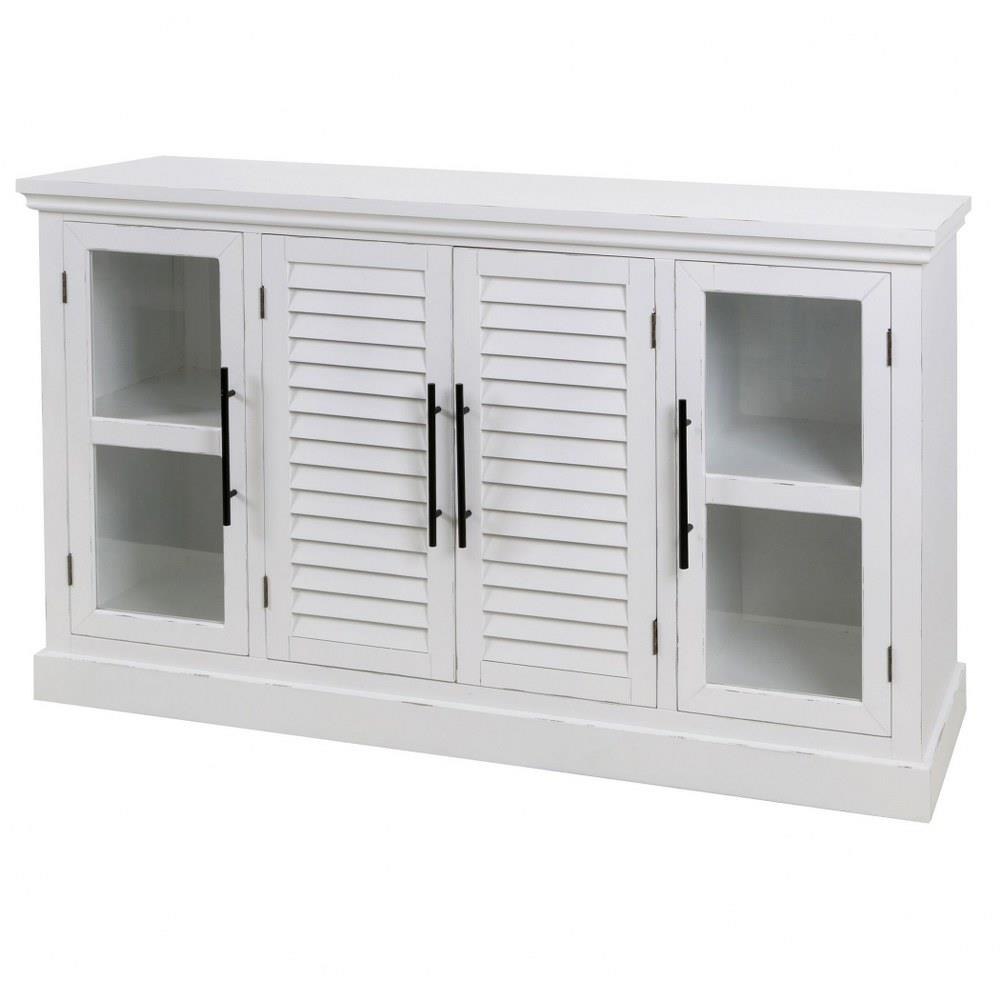 2 Glass Door 2 Shutter Door Cabinet In Modern Style-34 Inches Tall and 60 Inches Wide - SF26261DS