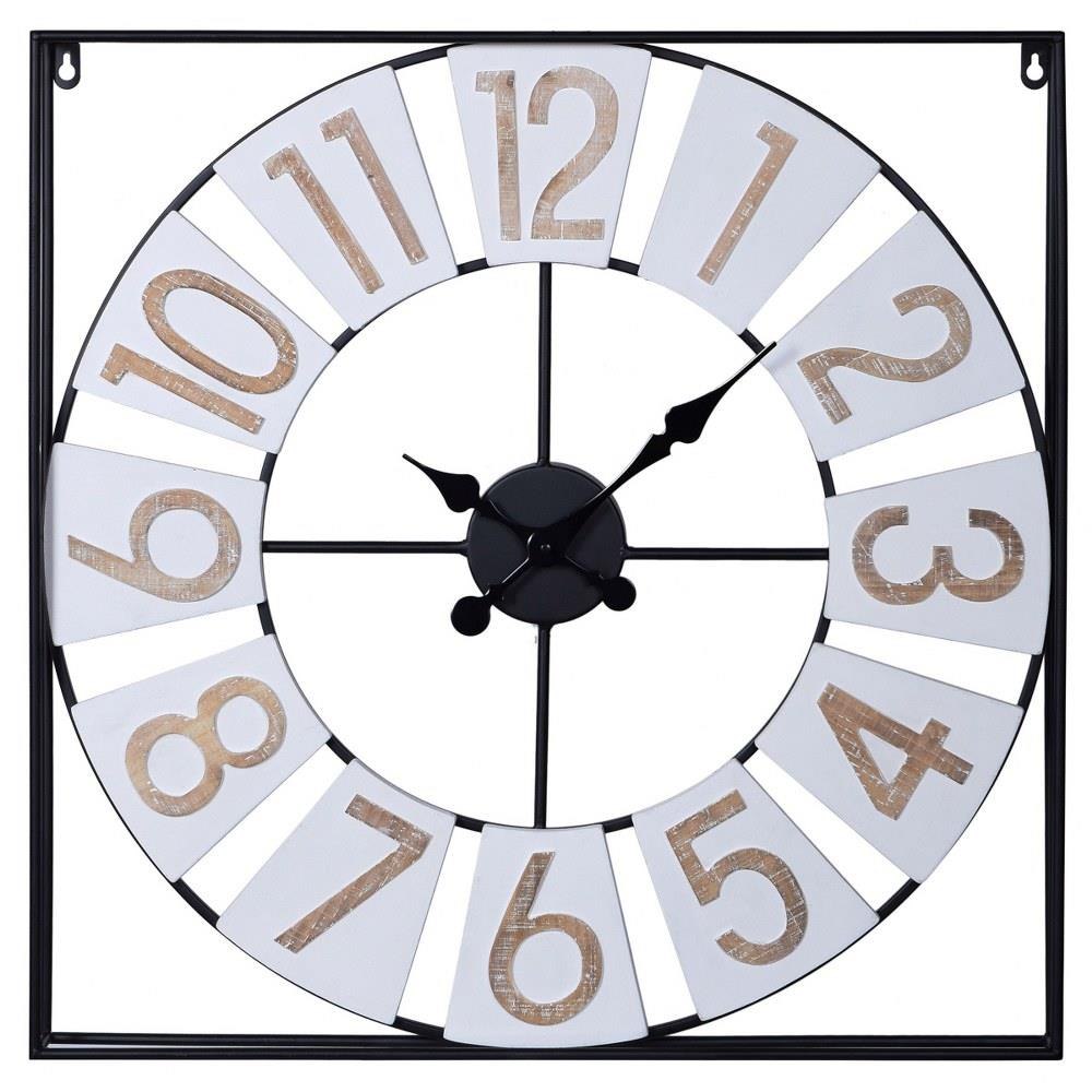 Evelyn 24 Inch Wooden Clock Framed in Metal Box by Stylecraft - WC2197DS
