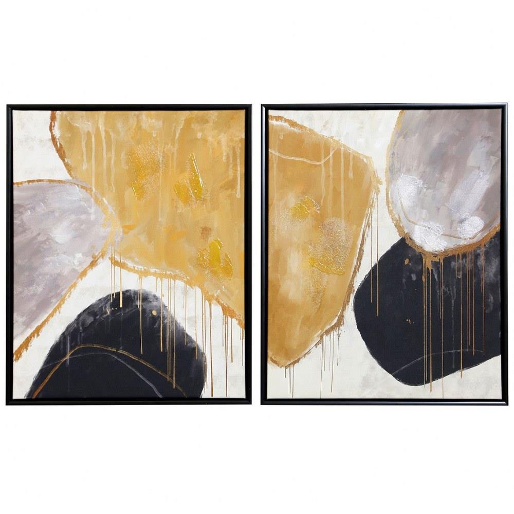 Gold Stone 17 Inch Small Canvas Wall Art Modern by Stylecraft - WI323976DS