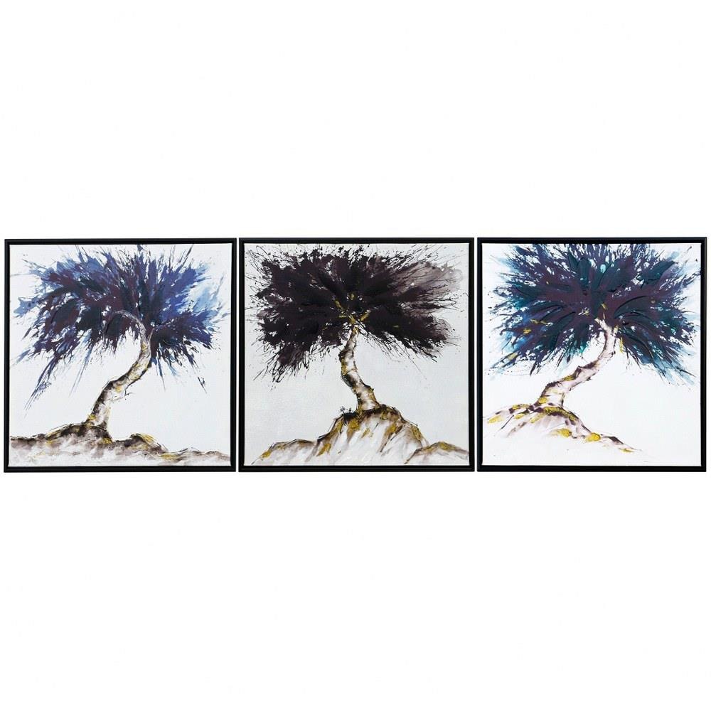Trees Art 18 Inch Hand Painted Canvas Wall Art (Set of 3) by Stylecraft - WI334107DS